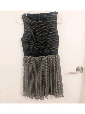 Philosofee Black, Gray, Tan Dot And Stripe Fit And Flare Dress Size 0